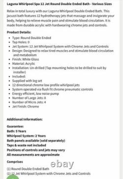 Laguna Whirlpool Spa 12 Jet Round Double Ended Bath Tub