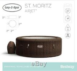 Lay-Z-Spa Hot Tub Jacuzzi St Moritz Airjet 5-7 Person Hot Tub Rattan Bubbles