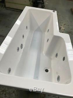 Left Hand L Shape Bath 8 Jet Whirlpool System in Chrome Reduced Price
