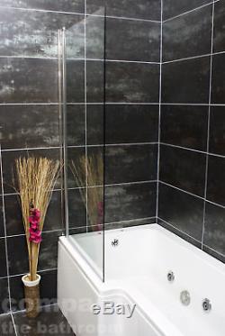 Left Hand L Shape jacuzzi Spa Bath & Screen with Whirlpool & Optional Light