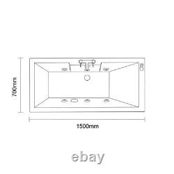 Legend 1500mm x 700mm Right Hand 6 Jet Matt Black V-Tec Single Ended Whirlpool B