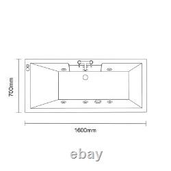 Legend 1600mm x 700mm Right Hand 6 Jet Matt Black V-Tec Single Ended Whirlpool B