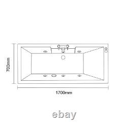 Legend 1700mm x 700mm Left Hand 6 Jet Matt Black V-Tec Single Ended Whirlpool Ba