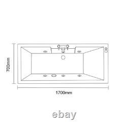 Legend 1700mm x 700mm Left Hand 6 Jet Matt Black V-Tec Single Ended Whirlpool Ba