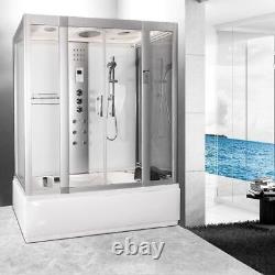 Lisna Waters 1600mm x 850mm Whirlpool Steam Shower Bath Airspa- LWW5 Cabin