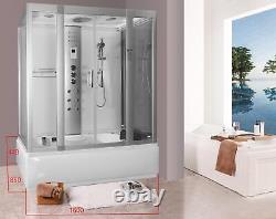 Lisna Waters 1600mm x 850mm Whirlpool Steam Shower Bath Airspa- LWW5 Cabin