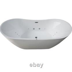 Lisna Waters Grace White 1800mm x 900mm 12 Jet Whirlpool Freestanding Bath Spa