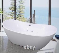 Lisna Waters Grace White 1800mm x 900mm 12 Jet Whirlpool Freestanding Bath Spa