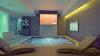 Luxurious Home Spa And Theater Waterfall Hot Tub Sauna Shower Gym And Lounge Seating