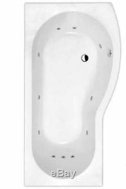 Luxury 11 Jet Clear Green P Shaped Shower/Whirlpool Bath 1500x900 Right Hand