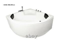 Luxury Bathtub With Headrests Acrylic Corner Bath LED Tub For Bathroom White