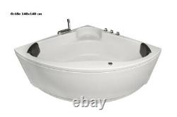 Luxury Bathtub With Headrests Acrylic Corner Bath LED Tub For Bathroom White