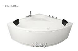 Luxury Bathtub With Headrests Acrylic Corner Bath LED Tub For Bathroom White