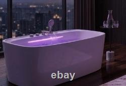 Luxury Hot Tub 180x90 Freestanding Jacuzzi Bathtub with LED Waterfall