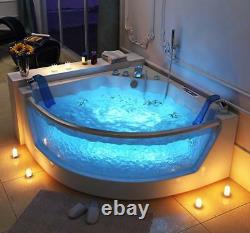 Luxury Whirlpool Bathtub 140x140 CM With Glass Ozone LED Heater Front for Bath