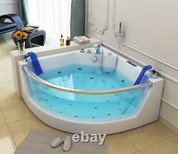Luxury Whirlpool Bathtub 140x140 CM With Glass Ozone LED Heater Front for Bath