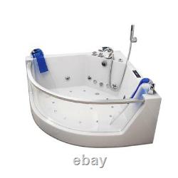 Luxury Whirlpool Bathtub 140x140 CM With Glass Ozone LED Heater Front for Bath
