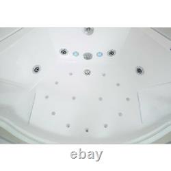 Luxury Whirlpool Bathtub 140x140 CM With Glass Ozone LED Heater Front for Bath