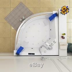 Luxury Whirlpool Bathtub 140x140 cm with Glass Ozone LED Heater Front for Bath