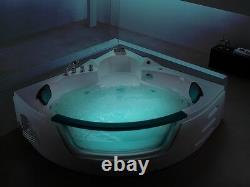 Luxury Whirlpool Bathtub 155 CM With Glass LED Light Waterfall Front for Bath