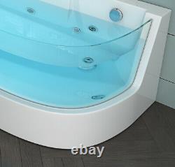 Luxury Whirlpool Bathtub 170 X 80 CM With Fittings Glass Front LED Corner Bath