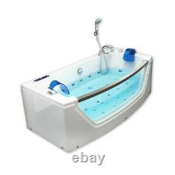 Luxury Whirlpool Bathtub 175x85 CM With Glass Ozone LED Heater Front For Bath