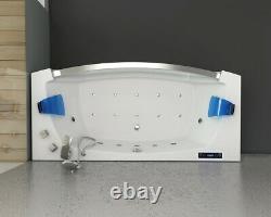 Luxury Whirlpool Bathtub 175x85 CM With Glass Ozone LED Heater Front For Bath