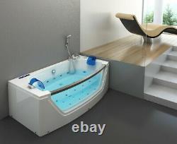 Luxury Whirlpool Bathtub 175x85 CM With Glass Ozone LED Heater Front For Bath