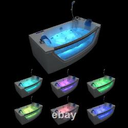 Luxury Whirlpool Bathtub 175x85 CM With Glass Ozone LED Heater Front For Bath