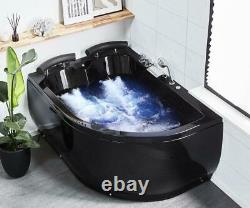 Luxury Whirlpool Bathtub Black Double Bath With Massage LED Cheap Corner Bath