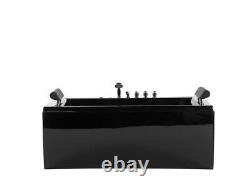 Luxury Whirlpool Bathtub Black Self-Supporting 1 Wall With 14 Nozzle LED Fitting