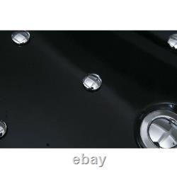 Luxury Whirlpool Bathtub Black with Glass Heater Ozone Front 2x LED for Bathroom