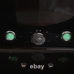 Luxury Whirlpool Bathtub Black with Glass Heater Ozone Front 2x LED for Bathroom