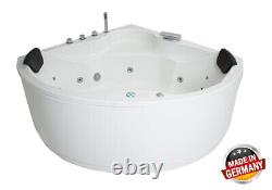 Luxury Whirlpool Bathtub Round With LED Corner Bath 135x135 CM Made IN Germany