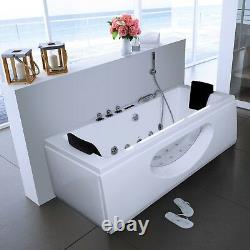 Luxury Whirlpool Bathtub White With Glass Heater Ozone Front 2x LED for Bath