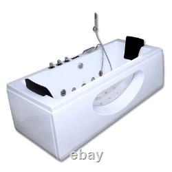 Luxury Whirlpool Bathtub White With Glass Heater Ozone Front 2x LED for Bath