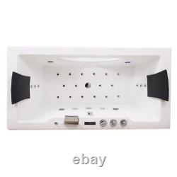 Luxury Whirlpool Bathtub White With Glass Heater Ozone Front 2x LED for Bath