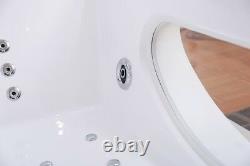 Luxury Whirlpool Bathtub White With Glass Heater Ozone Front 2x LED for Bath