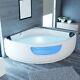 Luxury Whirlpool Bathtub With Glass Front LED Fittings Corner Bath Left Right