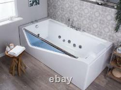 Luxury Whirlpool Bathtub With Glass LED 180x90 Corner Bath Left Right