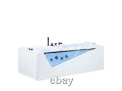 Luxury Whirlpool Bathtub With Glass LED 180x90 Corner Bath Left Right