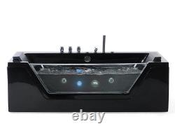 Luxury Whirlpool Bathtub With Glass LED Light Waterfall Front Self-Supporting 1W