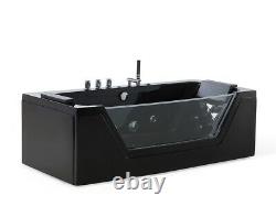 Luxury Whirlpool Bathtub With Glass LED Light Waterfall Front Self-Supporting 1W