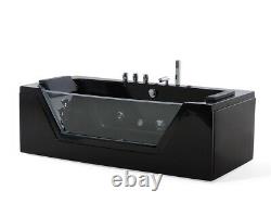 Luxury Whirlpool Bathtub With Glass LED Light Waterfall Front Self-Supporting 1W