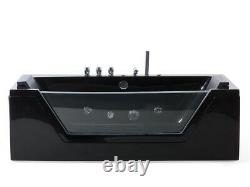 Luxury Whirlpool Bathtub With Glass LED Light Waterfall Front Self-Supporting 1W