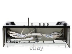 Luxury Whirlpool Bathtub With Glass LED Light Waterfall Front Self-Supporting 1W