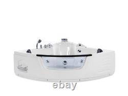 Luxury Whirlpool Bathtub With Glass LED Light Waterfall Front Size Corner Bath