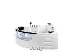 Luxury Whirlpool Bathtub With Glass LED Light Waterfall Front Size Corner Bath