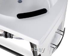 Luxury Whirlpool Bathtub With Glass LED Light Waterfall Front Size Corner Bath