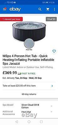 MSpa 4 Person Hot Tub Quick Heating/Inflating Portable Inflatable Spa Jacuzzi
